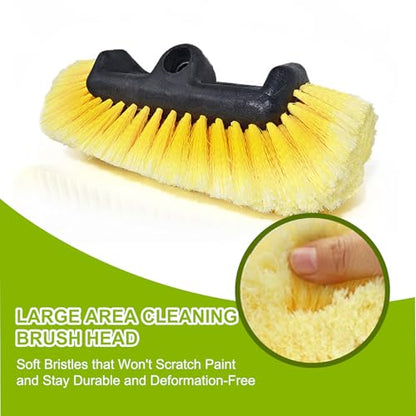 SISUPASSIE 12FT Car Wash Brush with Long Handle, Telescopic Car Wash Brush with Soap Dispenser, 12-Inch Soft Bristle Car Cleaning Brush for Cleaning Car, RV, Truck, Boat, Solar Panels, Yellow
