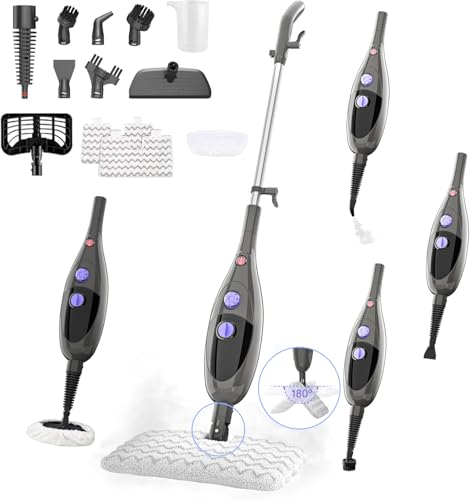 Steam Mop,12 in 1 Steam Cleaner for Home,15s Fast Heat-Up Steam Mops for Floor Cleaning with 180° Adjustable Mop Head,Detachable Handheld Steamer for Hardwood,Tile,Carpet, Clothes,Windows & Furniture