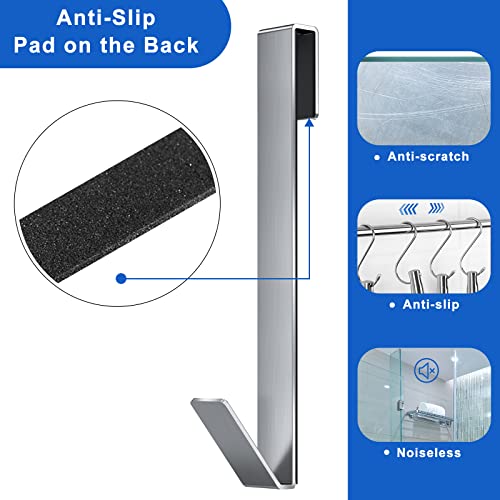 Shower Door Hooks 10 in, Shower Hooks for Towels, Heavy Duty Drilling-Free Extended Towel Hooks for Bathroom Frameless Glass Door, Over The Door Towel Hooks 3 Packs Silver - size: 10 IN-Silver