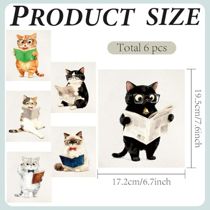 CREATCABIN 6 Styles Cat Swedish Dishcloths for Kitchen Cleaning Cloths for Tableware Cellulose Sponge Cloths Reusable Dish Rags Cleaning Towels No Odor Absorbent Home Table 6.7x7.6Inch - style: Cat