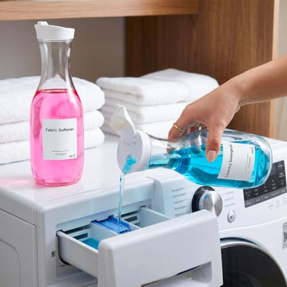 54 OZ Laundry Detergent Dispenser, Laundry Soap Dispenser, Liquid Laundry Detergent Container and Organizer, Clear Plastic Fabric Softener and Laundry Powder Dispenser for Laundry Room, 2Pack - color: 2p