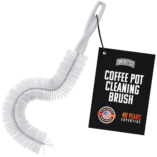 Brushtech Coffee Pot Cleaning Brush - Curved Design for Deep Clean Coffee Pot Care with Soft Bristles, Comfortable Handle, No-Soap Scrubbing Action – Made in The USA - style: Cleaning Brush
