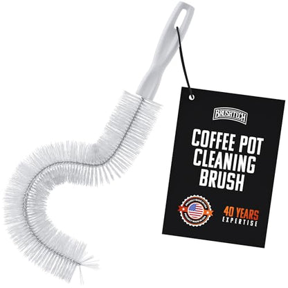 Brushtech Coffee Pot Cleaning Brush - Curved Design for Deep Clean Coffee Pot Care with Soft Bristles, Comfortable Handle, No-Soap Scrubbing Action – Made in The USA - style: Cleaning Brush