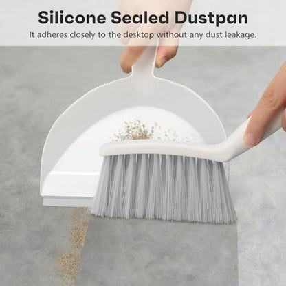 NACENA Handheld Dustpan and Broom Set – Mini Compact Brush Combo for Desktop, Sofa, Car & Kitchen Crumbs Small Cleaning Tool with Stiff Bristles, Grey - color: Gray, size: 1 Pack