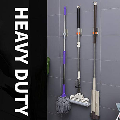 Broom Holder Wall Mount, 2 Pack Orange Stainless Steel Mop and Broom Organizer, Heavy Duty 15 Lbs Self Adhesive Tool Hanger, No Drill V-Shape Broom Hooks for Garage, Kitchen, Bathroom - color: 2 PACK