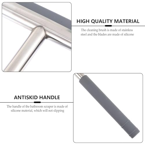 Didiseaon Stainless Steel Window Squeegee with Flexible Rubber Blade Water Removal Cleaner Wiper for Shower Doors Glass Tile Walls Bathroom and Kitchen Includes Hook for Easy Random Color