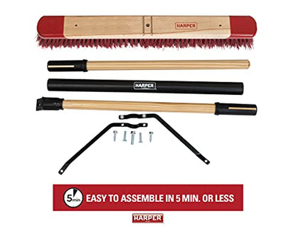 Harper 24 Inch Premium Indoor/Outdoor Wet/Dry, Dirt, Soil, Mulch All-Purpose Push Broom with Semi-Stiff Bristles, Grass and Oil, Wood Handle - style: Premium Indoor/Outdoor Wet/Dry Push Broom