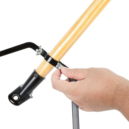 Restaurantware-Clean Tek Professional 24 Inch Push Broom, 1 Heavy-Duty Broom with 60” Handle - Medium Plastic Bristles, Durable, Wooden, Commercial Use, for Deck, Driveway, Garage, Yard, Patio