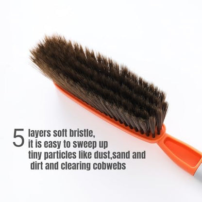 1 Pack 15" Hand Broom Brush,Soft Bristle Cleaning Brush,Counter Brush, Crumb Debris Sweeping Brush,Dusting Brush,Comfort for Car Bed Couch Desk Sofa Furniture Clothes,Small Particles Hair Remover - color: Orange 1