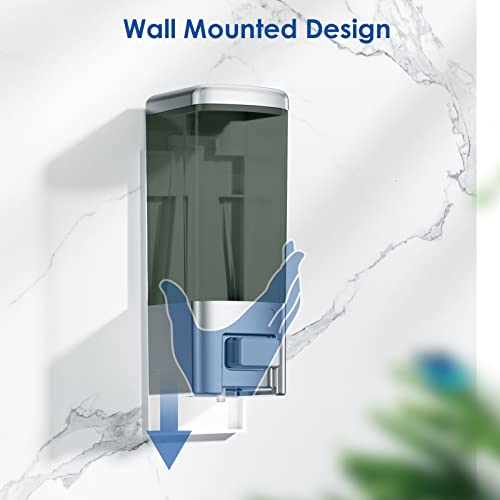 Wall Mount Manual Soap Dispenser, 17oz/500ml Large Capacity Kitchen Bathroom Hand Soap Dispenser, Commercial Refillable Shampoo Shower Gel Lotion Dispenser, Chrome&Brown - color: Chrome&brown 500ml