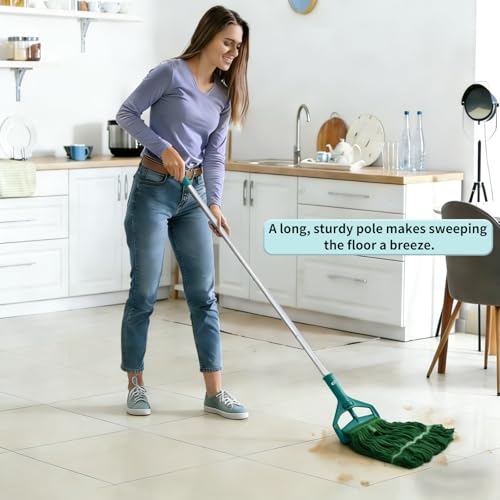 60 Inch Industrial Mop Handle Commercial mop Handle Heavy Duty Industrial mop Bucket mop Handles Heavy Duty Commercial mop Head Replacement and Handles mop Stick Replacement Mop Stick - color: Green