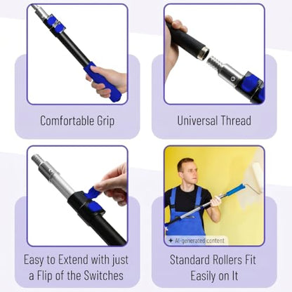 Bates- Extension Pole, 1.4 to 3 Ft Pole, 2 Pack, Dark Blue, ‎Telescopic Pole for Painting and Cleaning - color: Black and Dark Blue, size: 3 Ft, 2 Pack