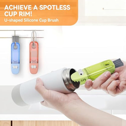 4-in-1 Lid Crevice Cleaning Brush Kit Multi-Purpose Bottle Scrubber Silicone Lid Groove Cleaner Household Kitchen Gap Scrub Tool Keyboard Dusting Brush（3PCS）