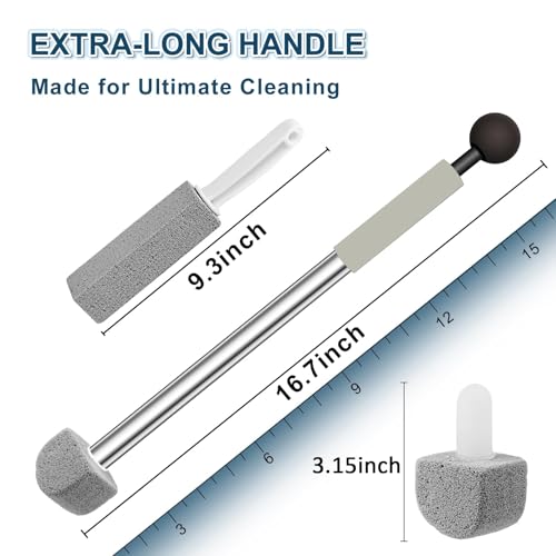 Pumice Stone Toilet Bowl Cleaner,16.7Inch Toilet Pumice Stone with Handle Cleans Hard Water Ring Calcium Buildup&Stains for Toilet Bath Kitchen Household Cleaning (Grey) - color: Gray