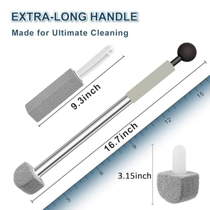 Pumice Stone Toilet Bowl Cleaner,16.7Inch Toilet Pumice Stone with Handle Cleans Hard Water Ring Calcium Buildup&Stains for Toilet Bath Kitchen Household Cleaning (Grey) - color: Gray