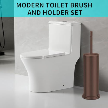 Bronze Toilet Brush and Holder Set,304 Stainless Steel Toilet Brush for Bathroom with Long Handle, Heavy Duty Toilet Bowl Brush,Removable Inner Bowl and Splash Protection,Deep Cleaning - color: Bronze