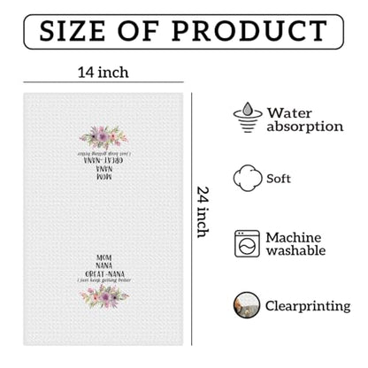 Great Grandma Dish Towels - Great Nana Gifts Reusable Dish Towel Waffle Weave Absorbent Kitchen Towels, Grandmas Hand Cloth Tea Towel, Grandma Gifts from Grandson Granddaughter (14×24 Inches) - color: Great Nana Quote