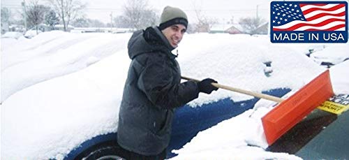 SNO-RAKE 18" Commercial Duty Snow Broom with 48" Wooden Finished Handle # 105