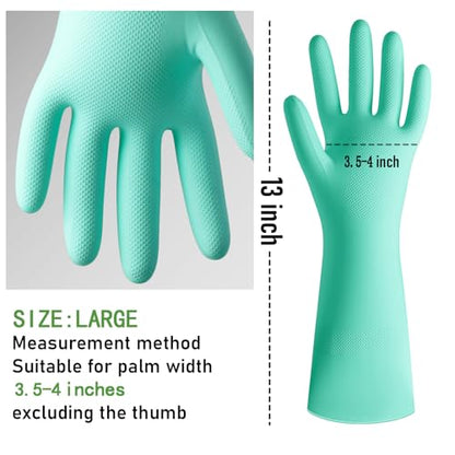 Rubber Cleaning Dishwashing Kitchen-Gloves - 3 Pairs Colorful Dish Gloves,Reusable Rubber Gloves for Dishwashing - color: Large(pink+orange+mint Green)