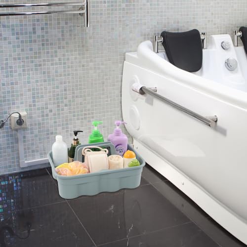 4 Packs Commercial Products Deluxe Carry Caddy, Plastic Cleaning Supplies Caddy with Handle, Gray