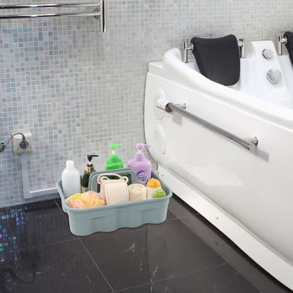 4 Packs Commercial Products Deluxe Carry Caddy, Plastic Cleaning Supplies Caddy with Handle, Gray