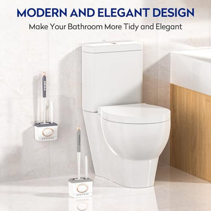 Dark Gray Toilet Bowl Cleaner Set - Silicone Toilet Brush and Holder for Deep Cleaning - color: Dark Gray