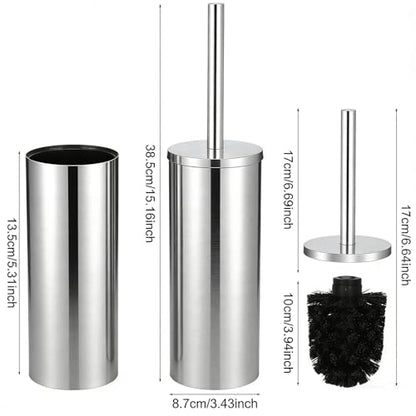 Toilet Brush and Caddy, Stainless Steel Toilet Bowl Brush and Holder, Toilet Bowl Cleaner Brush for Bathroom (Silvery) - color: Silvery