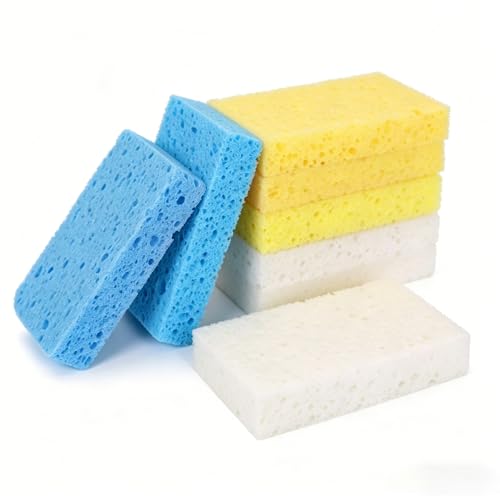 3 Pack Cellulose Sponge Kitchen Sponge for Dish Cleaning Non Scratch Absorbent Cleaning Sponge Reusable Dishwashing Sponge Soft Scrub Pad for Kitchen Bathroom Household Daily Use (Mixed 3 Colors) - color: Mixed 3 Colors