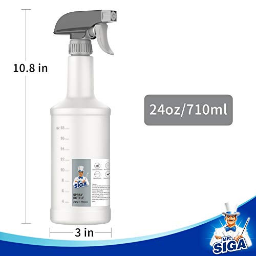 MR.SIGA 24 oz Empty Plastic Spray Bottles for Cleaning Solutions, Heavy Duty Household Reusable Spray Bottles with Measurements and Adjustable Leak Proof Nozzle, 3 Pack - size: 710ml, 3 Pack