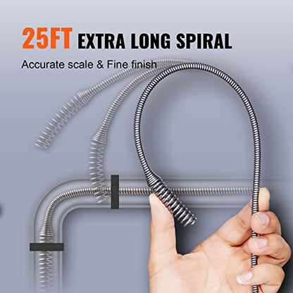 VEVOR Drain Auger 25Ft, Plumbing Snake Auto Feed, Plumbers Snake with Drill Attachment, Pipe Snake Drain Clog Remover for Kitchen Bathroom Shower Sink with Protective Hose and Gloves - style: Auto-Feed