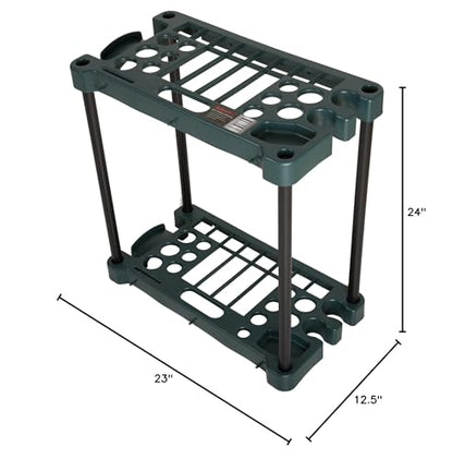 Garden Tool Organizer - 23-Inch Utility Rack Holds up to 30 Yard Tools to Maximize Floor Space - Garage Storage and Organizers by Stalwart (Green)