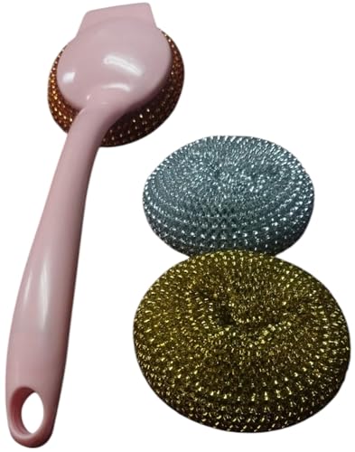 Three Piece Kitchen Scrubber Set (Pink) - color: Pink