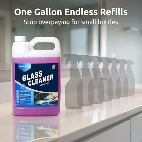 Magic Finish Car Glass Cleaner (1 Gallon) – Ammonia-Free Window Cleaner Spray for Interior & Exterior Auto Glass – Anti-Fog, Streak-Free Car Cleaning Supplies for Tint, Mirrors & Screens - size: 128 Fl Oz (Pack of 1)