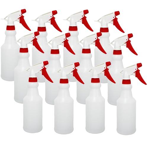 12 Pack 16oz Spray Bottles, Reusable Fine Mist Water Sprayer for Plants, Cleaning, High Output Ultrafine Misting Plastic Spray Bottles for Water, Salon, Garden, Kitchen and Bathroon