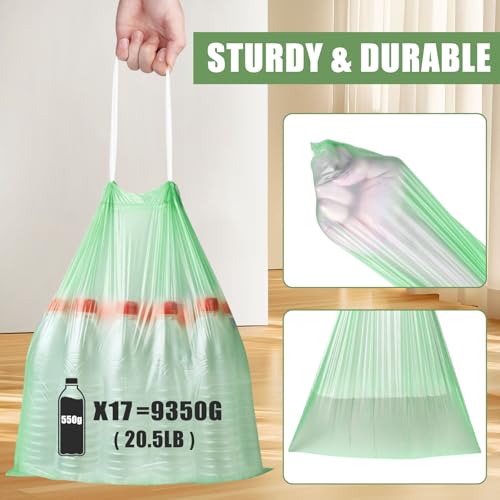 4 Gallon Trash Bags Drawstring 100 Count, JUKFITA Strong Small Garbage Bag, Unscented Trash Can Liners for Bathroom Restroom Office Kitchen, Green - color: Green, size: 100 Count (Pack of 1)