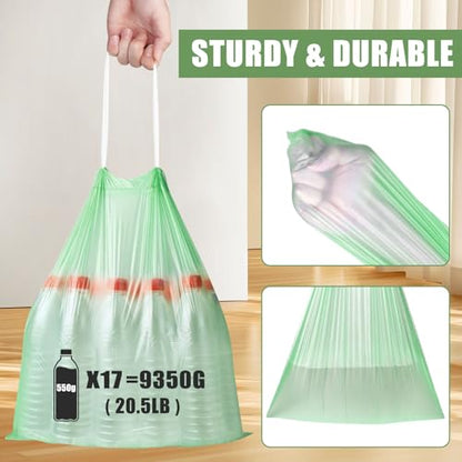 4 Gallon Trash Bags Drawstring 100 Count, JUKFITA Strong Small Garbage Bag, Unscented Trash Can Liners for Bathroom Restroom Office Kitchen, Green - color: Green, size: 100 Count (Pack of 1)