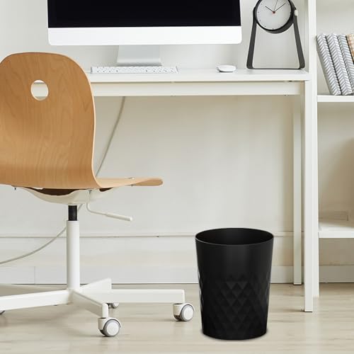 JiatuA 3 Pack Small Trash Can with Trash Bags Bathroom Garbage Bin Round Plastic Waste Basket for Kitchen, Bedroom, Office, College Dorm, Craft Room, Black - color: Black