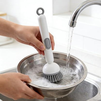 3 Piece Dish Cleaning Brush Set with Soap Dispenser and Long Reach Cup Brushes