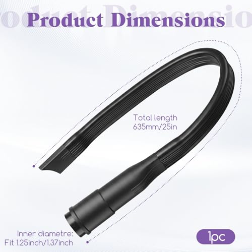 25" Crevice Tool Vacuum Attachment, Vacuum Crevice Tool for All Vacuums Cleaners Accepting 1 1/4"(32mm) 1 3/8"(35mm) Inner Diameter Attachments, Flexible Vacuums Hose