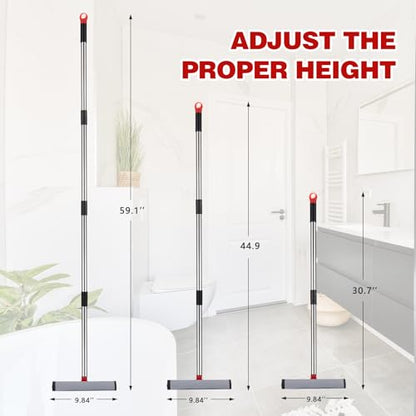 2 in 1 Standard Window Squeegee, Home Window Cleaner with 59" Poles,Washing Squeegee Suit for Glass Door Cleaner, Multi-Use Car Windshield Cleaning Tool with Long Handle for High Outdoor Windows