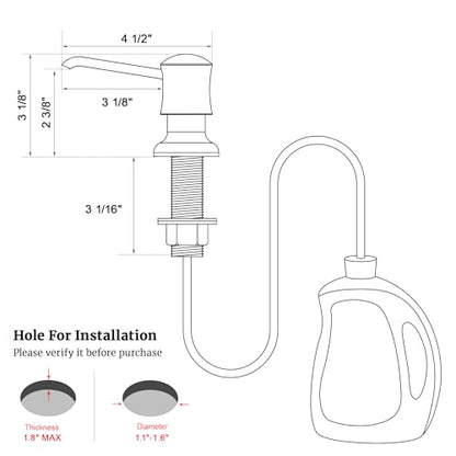 Sink Soap Dispenser for Kitchen Sink White Upgrade with 40" Silicone Kitchen Soap Extension Hose, Connect to Your Soap Bottle Directly - color: White, size: with Tube Kit