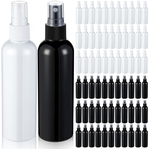 Kigley 100 Pcs Small Spray Bottle Bulk 4 oz Plastic Empty Mist Spray Bottles for Essential Oils Fine Mist Sprayer Reusable Refillable Portable Travel Containers for Cleaning Samples (Black and White) - color: Black and White