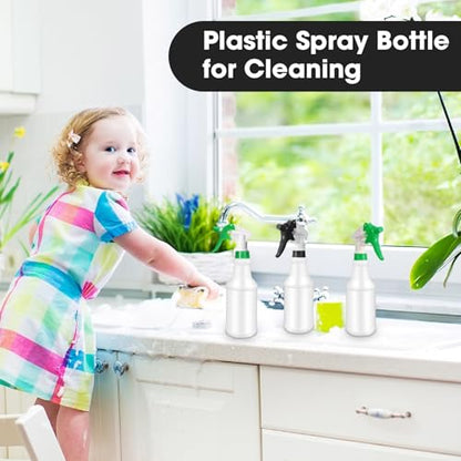 Rtteri 24 Pcs 16 Oz Plastic Spray Bottle for Cleaning Solutions Bulk Empty and Reusable Leak Proof Spraying Bottles for Cleaning, Water, Auto Details, Commercial, Bathroom(Green,Black) - color: Green,Black