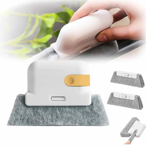 Magic Window Track Cleaner, 2024 Upgraded Window Groove Cleaning Brush, Window Cleaning Tools Set with 2 Replacement for Window lides Gaps Tile Lines Shutter Car Vents (Yellow) - color: Yellow