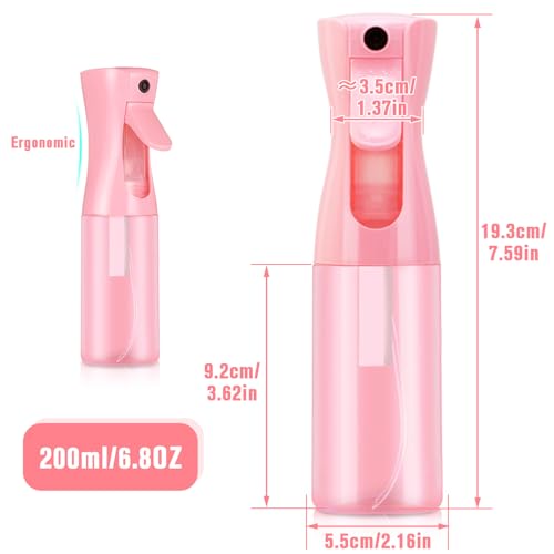 Spray bottles, Spray Water Bottle Fine Mist Refillable, Continuous Spray Bottle for Hair, Skin Care, Planting, Showering Pets, Travel, Cleaning & Home (Pink) - color: Bright Pink, size: 6.8 Ounces
