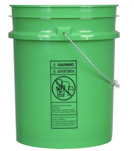 House Naturals 5 Gallon Premium HPDE Plastic Bucket - Made in USA Food Grade Storage Container, BPA Free All Purpose Pail (4, Green) - color: Green