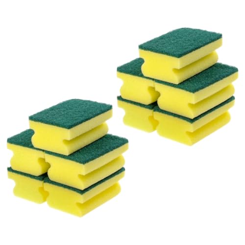 Unomor 10pcs Non-Scratch Scrub Scouring Sponge Pads for Dish Washing, Eco-Friendly Kitchen Cleaning Sponges Bulk Pack, Sturdy Pot Scrubber Suitable for Household Use