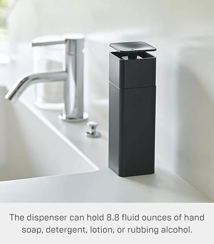 Yamazaki Home One Handed Dispenser, Plastic, 8.5 Fluid oz. | 250 milliliters, No Assembly Req. - color: Black