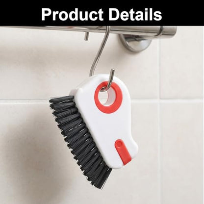 2 in 1 Window Track Cleaning Tools, Groove Cleaning Brush with Hidden Scraper, Multifunctional Crevice Clean Brushs for Sliding Door Track Shutter Window Sill(Orange)
