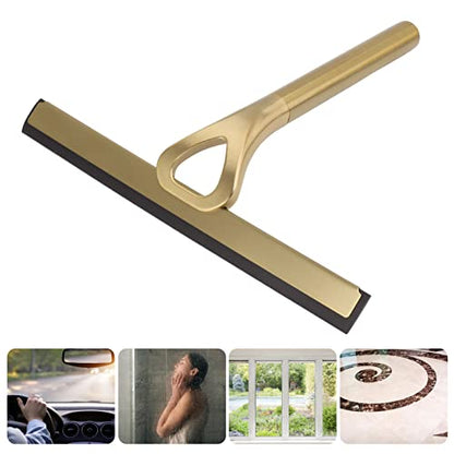 Gold Shower Squeegee Stainless Steel Window Squeegee Bathroom Cleaner Tool, Non Slip Handle, 10-Inch Blade, with Hook for Window, Tiles, Car Glass 22.5x22cm / 8.9x8.7in